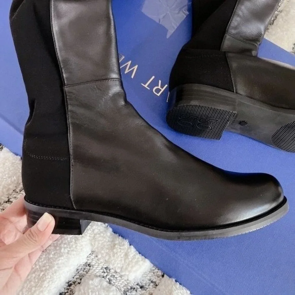 STUART WEITZMAN 5050 Stretch Over The Knee Boots OTK Leather Neoprene Black US 6